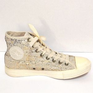 Converse Cream and Gold High-Top Sneakers